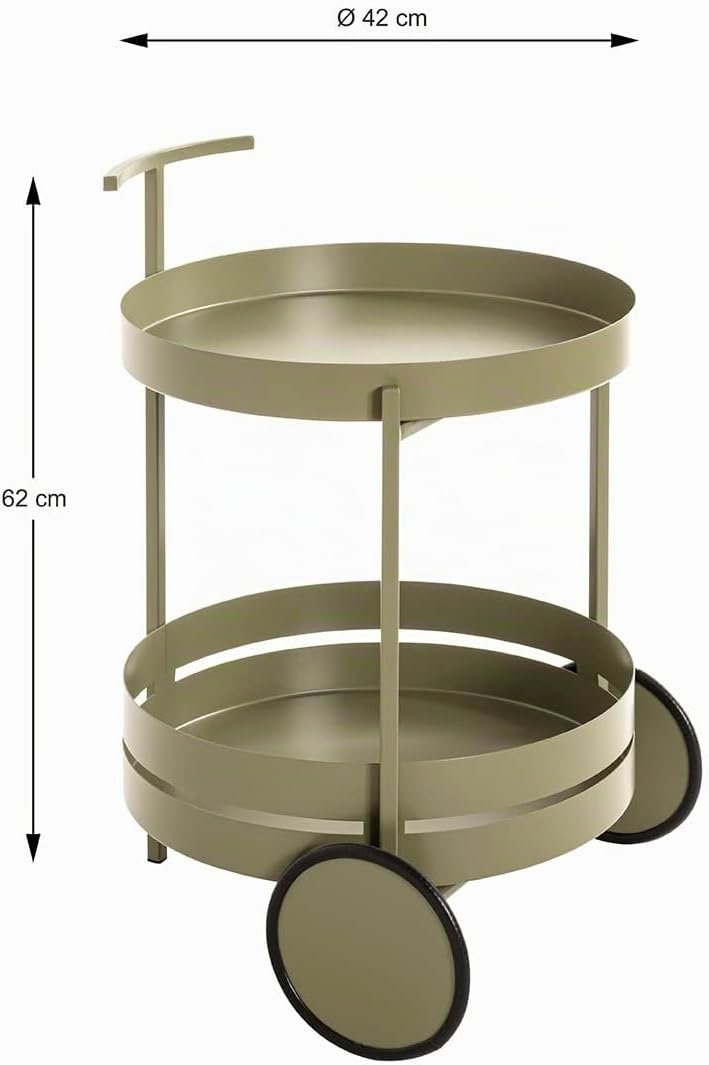HAKU Möbel Servierwagen, Metall, grün, Ø 42 x H 62 cm Grün Ø 42 x H 62, Grün Ø 42 x H 62