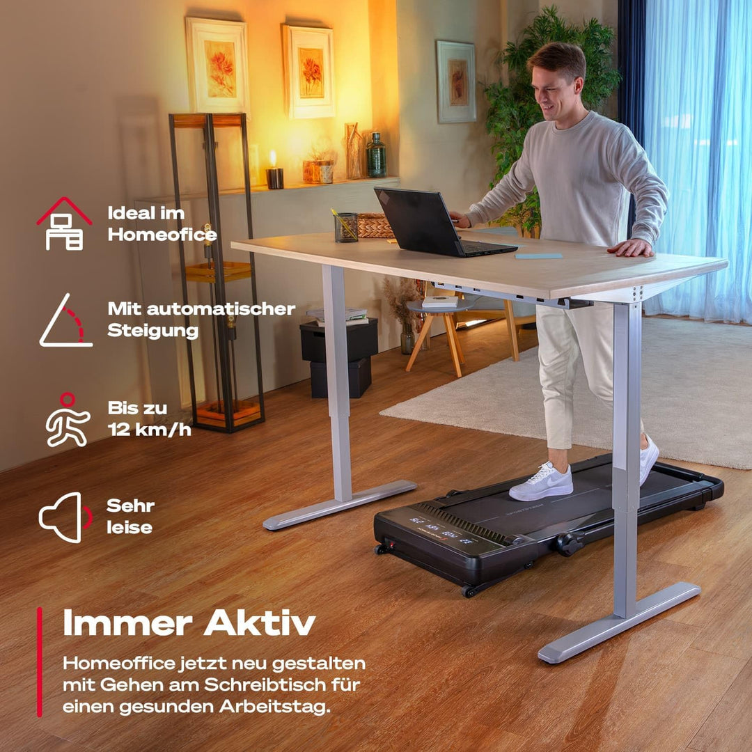 Sportstech Walking Pad mit automatischer Steigung, Laufband für Zuhause, Büro & Schreibtisch, klappb