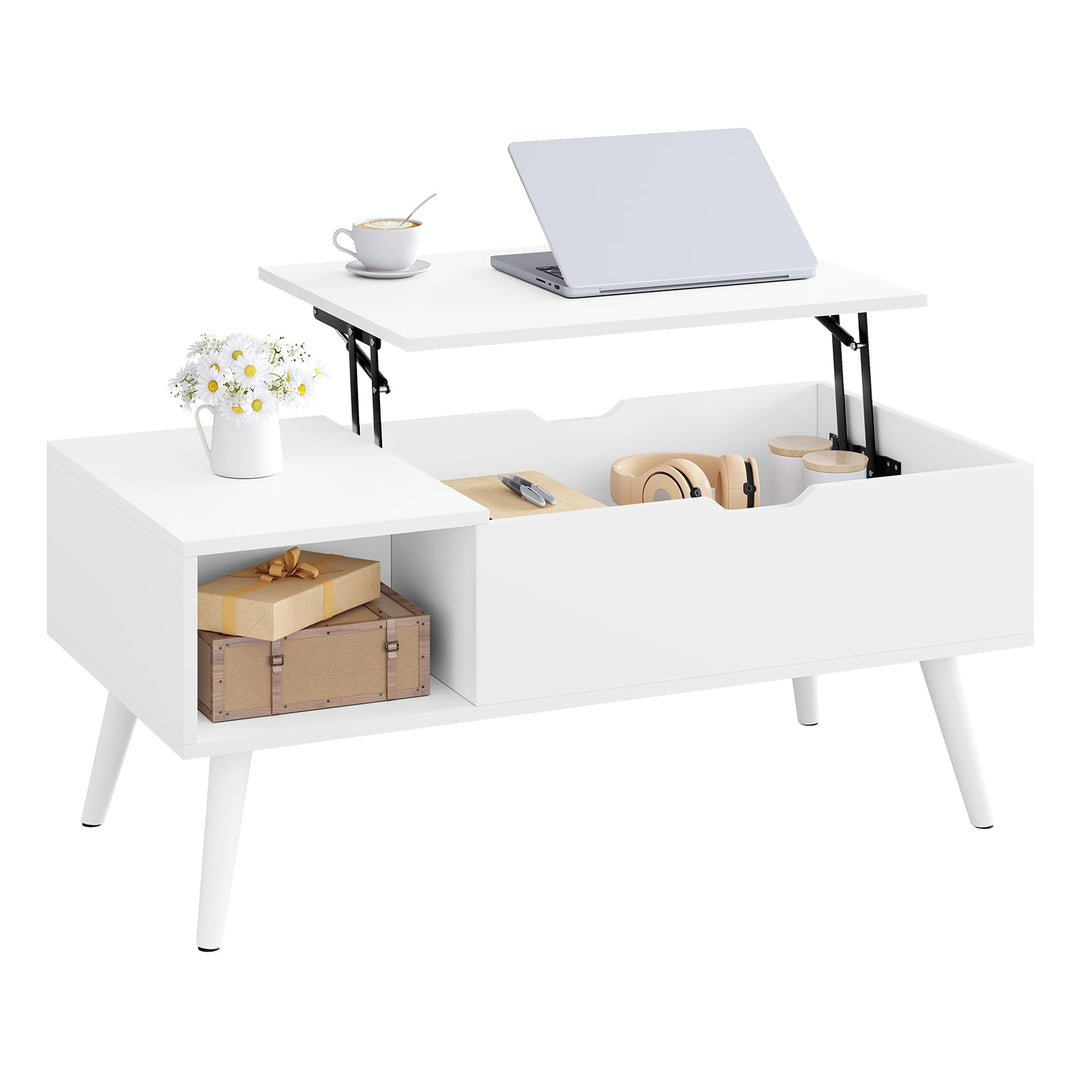 WOLTU Couchtisch höhenverstellbar, Wohnzimmertisch mit Stauraum, Kaffeetisch Beistelltisch Sofatisch