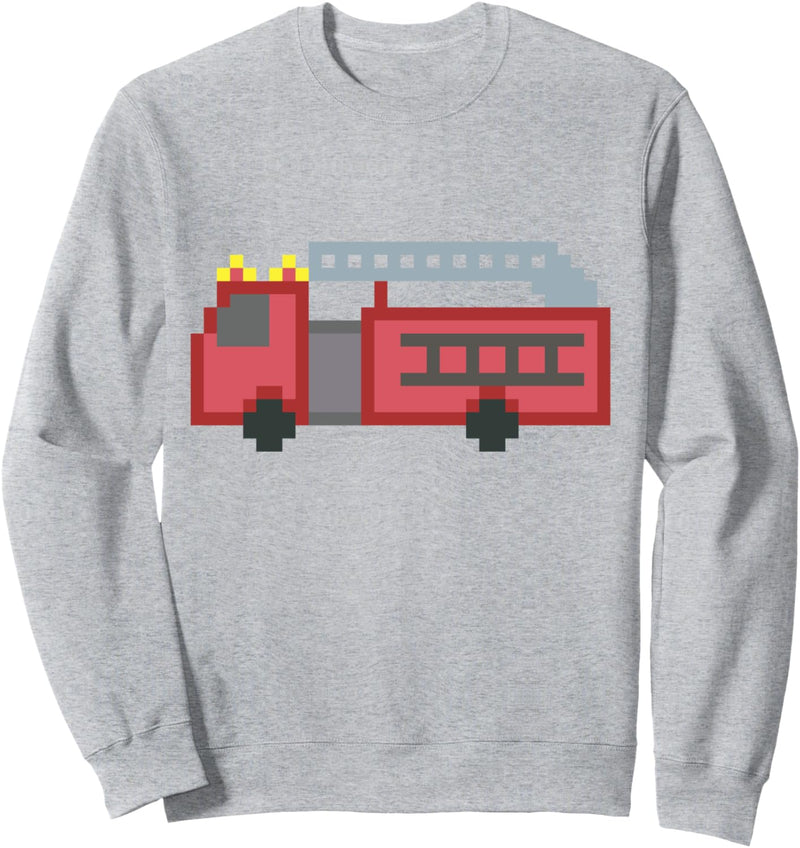 Feuerwehrauto mit niedlichem Pixel-Leiterwagen Sweatshirt