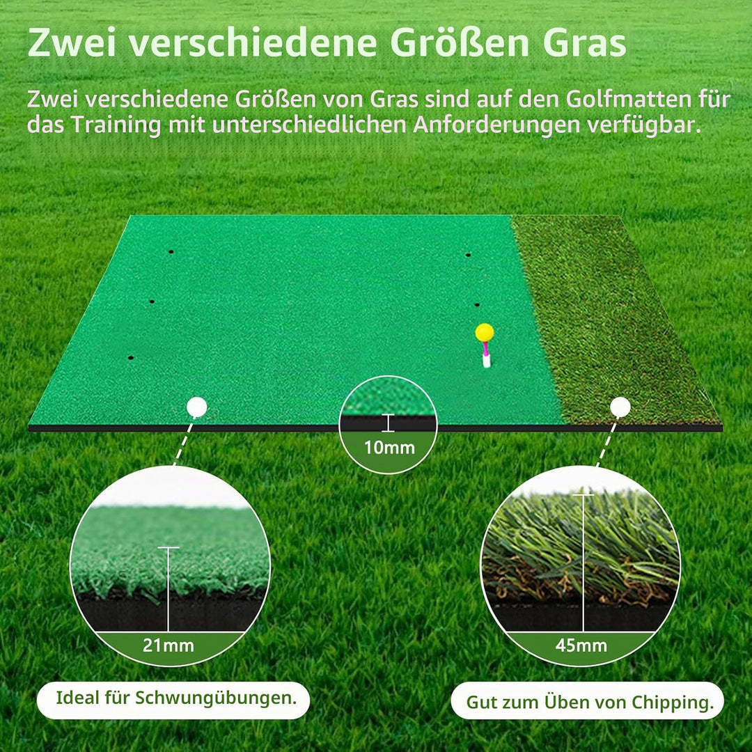 150×120cm Golf Abschlagmatte, Premium Faltbare Golf Trainingsmatte mit 9 Bällen &amp; 9 Tees, Dicke Kuns