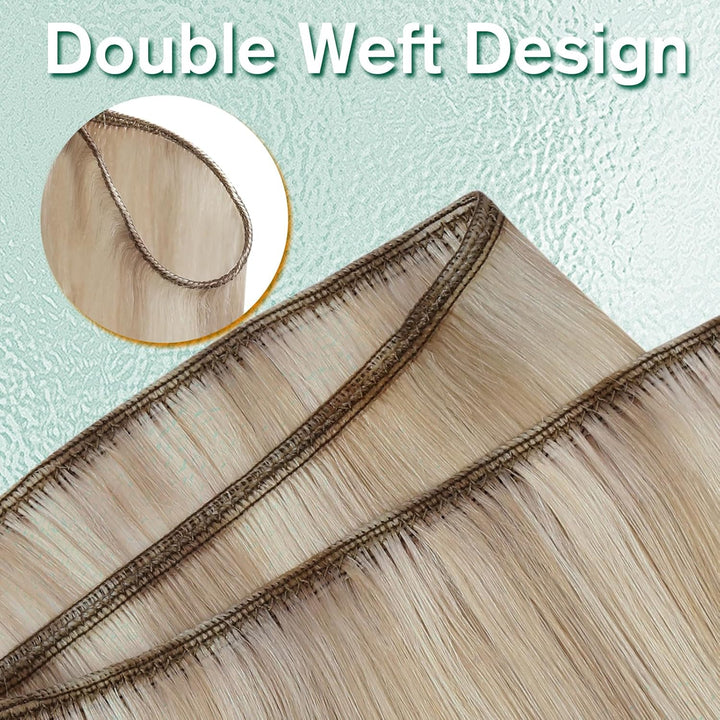 Easyouth Tressen Echthaar Remy Haartressen Echthaar Extensions Blond Tressen Haar Extensions Aschblo