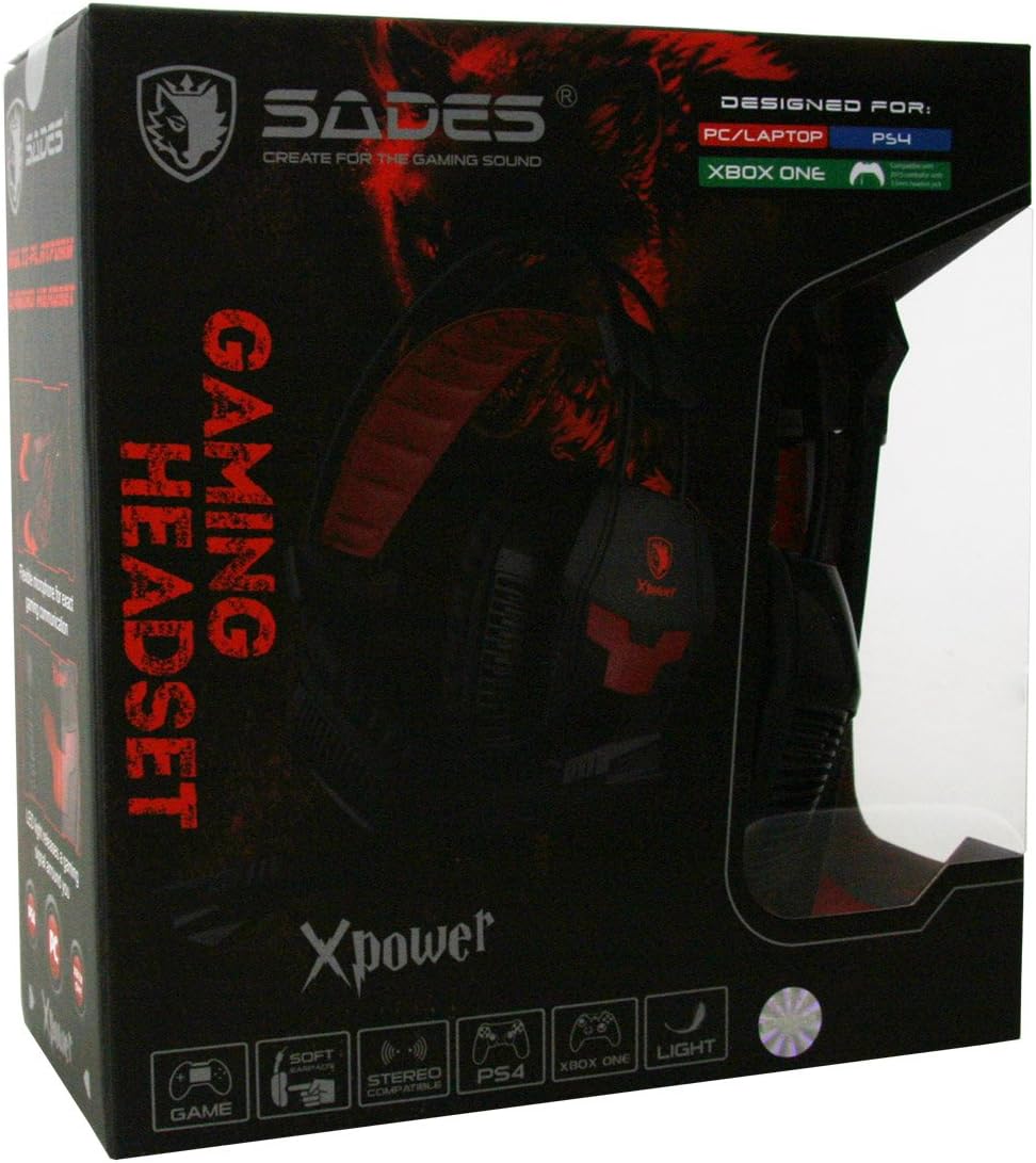 Sades In-Ear-Gaming-Kopfhörer schwarz schwarz/red SA-706, SA-706