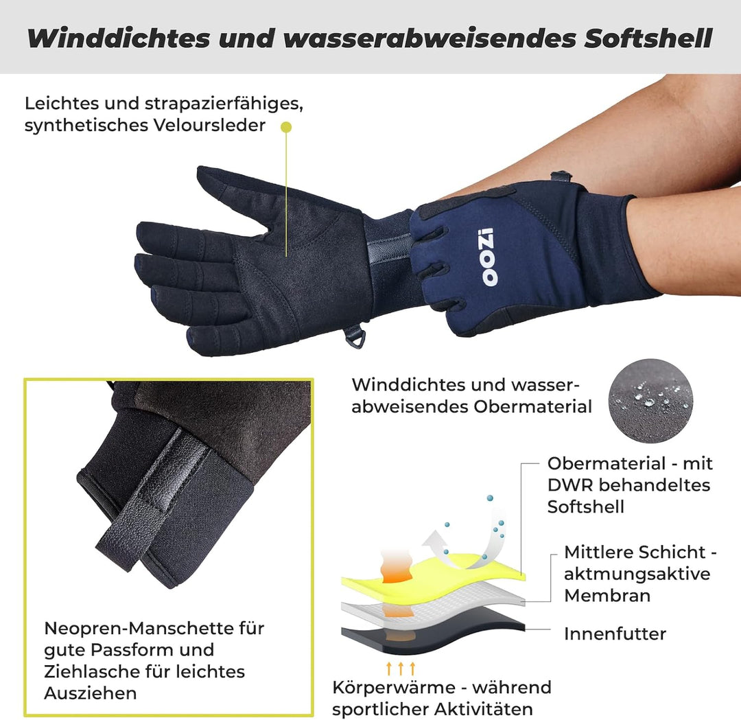 OOZi Winterhandschuhe für Herren und Damen, Touchscreen Handschuhe, Warme Fahrradhandschuhe für Wand