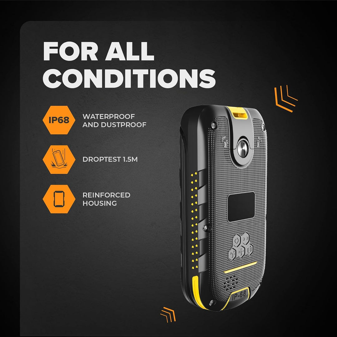 Flip-Telefon Klapphandy Hammer DIG LTE 4G Robustes, 2 Bildschirme, simlock-Free, Dual-SIM, kein Vert