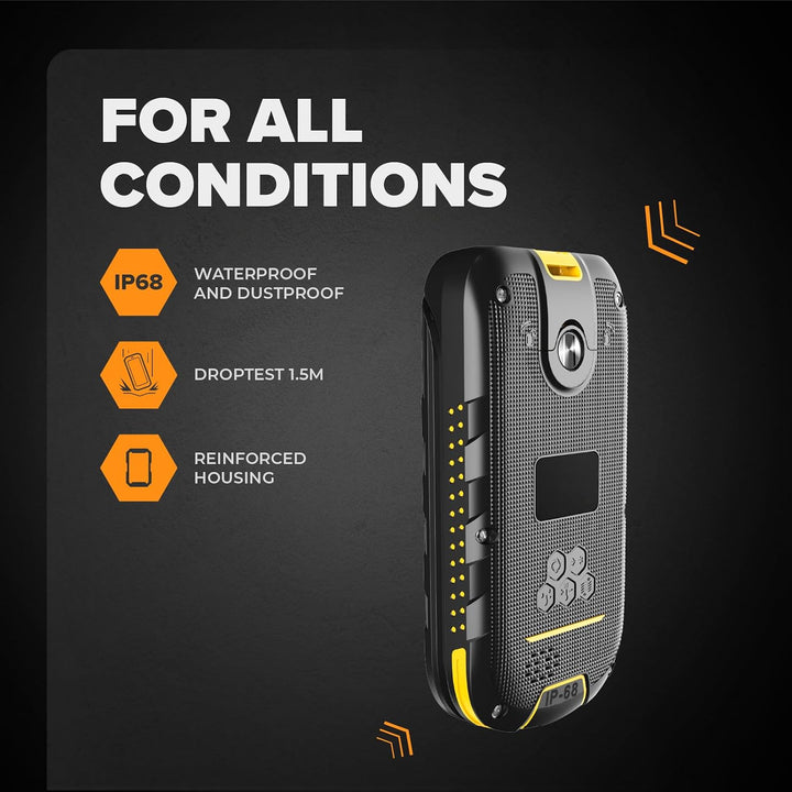 Flip-Telefon Klapphandy Hammer DIG LTE 4G Robustes, 2 Bildschirme, simlock-Free, Dual-SIM, kein Vert