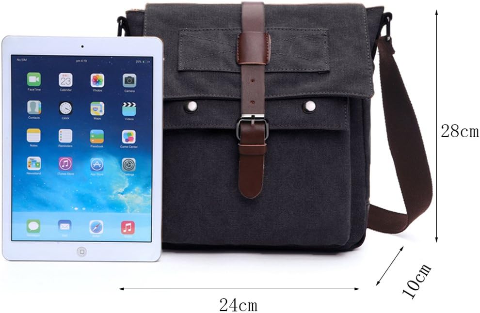 LOSMILE Herren Umhängetasche Schultertasche 16 Zoll Kuriertasche Canvas Laptop Tasche Messenger Bag
