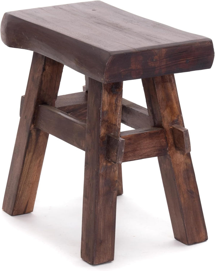 DESIGN DELIGHTS Holz HOCKER Vintage 40 | Massivholz, 43x45x27 cm (HxBxT) | Sitzhocker, Pflanzenhocke
