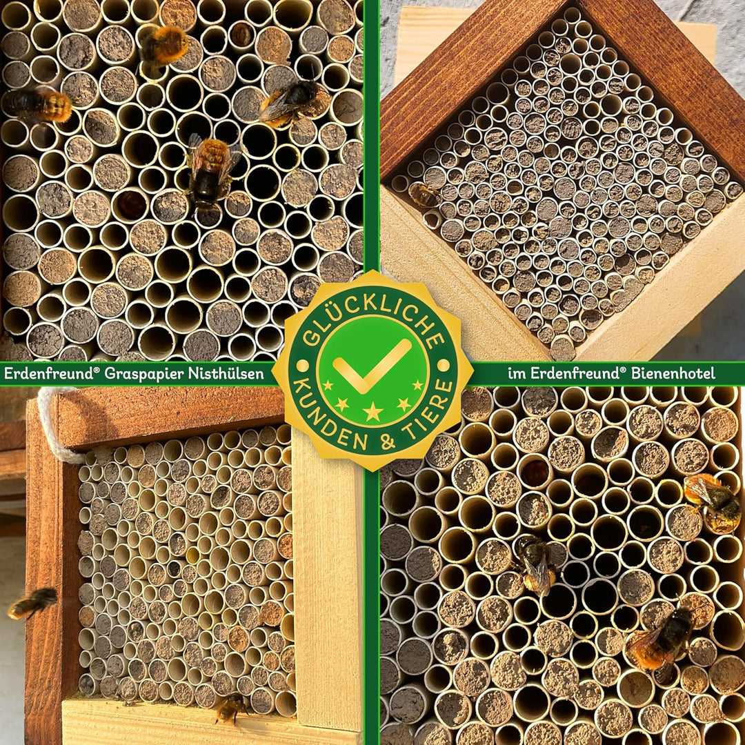 ERDENFREUND® Wildbienenhotel regenfeste Graspapier Nisthülsen 5-8 mm für mehrere Arten Insektenhotel