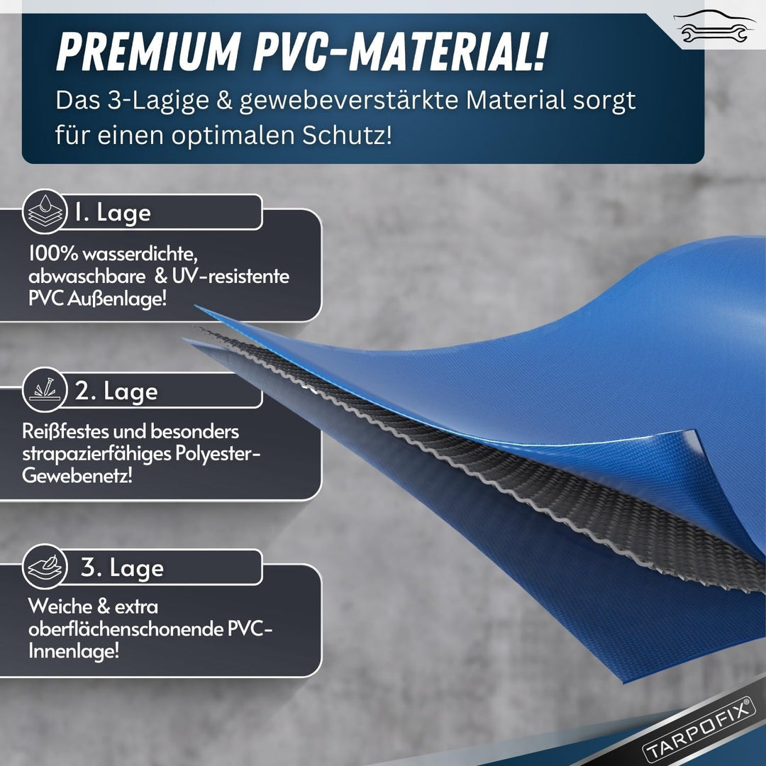 Tarpofix® Anhänger Hochplane 210x115x110 cm inkl Planenseil - ECHTES PVC PLANENMATERIAL - Randverstä