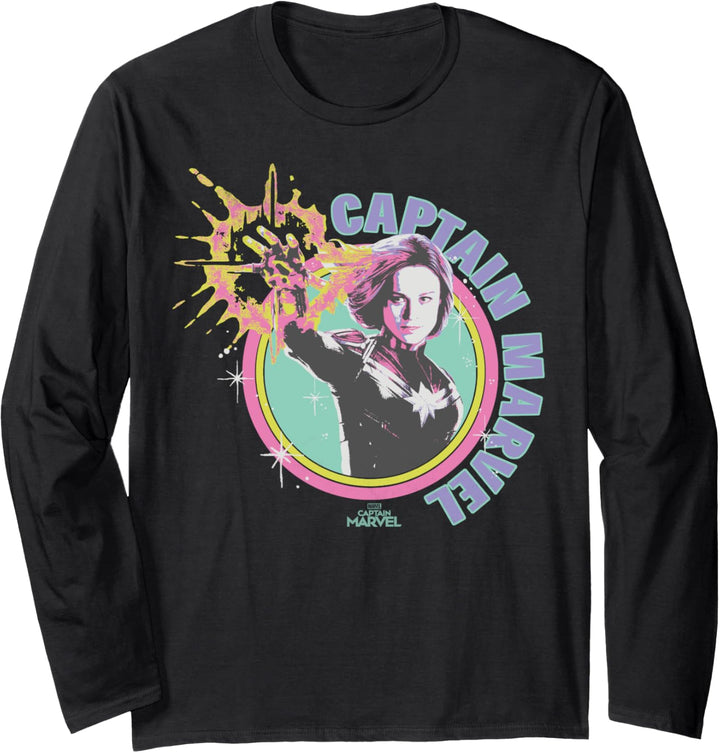 Marvel Captain Marvel Retro Colors Circle Portrait Langarmshirt