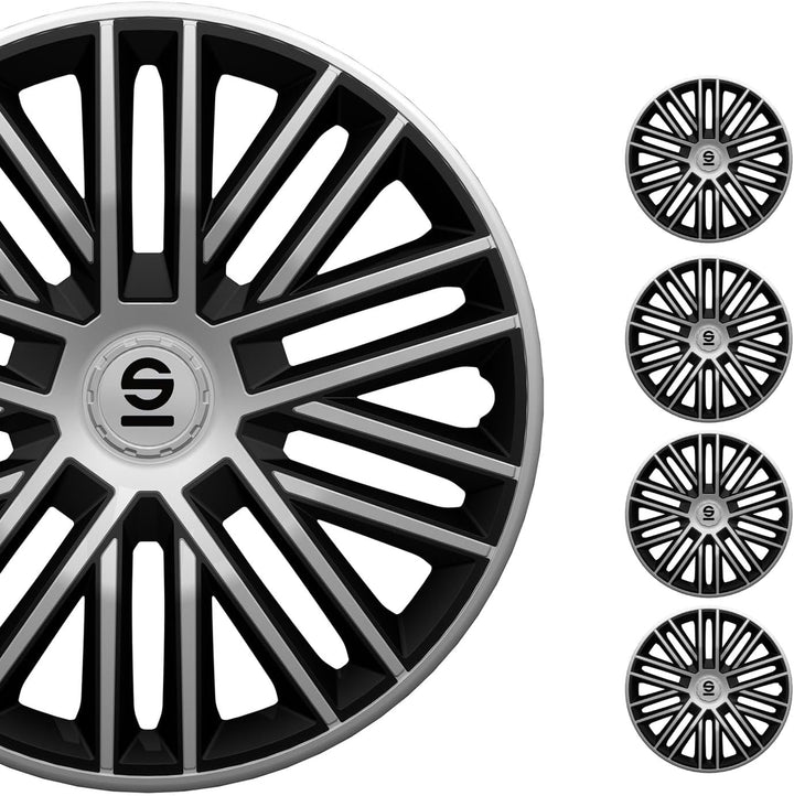 Sparco Radzierblenden Bergamo - 15-Zoll - Silber/Schwarz - Satz mit 4 Stück