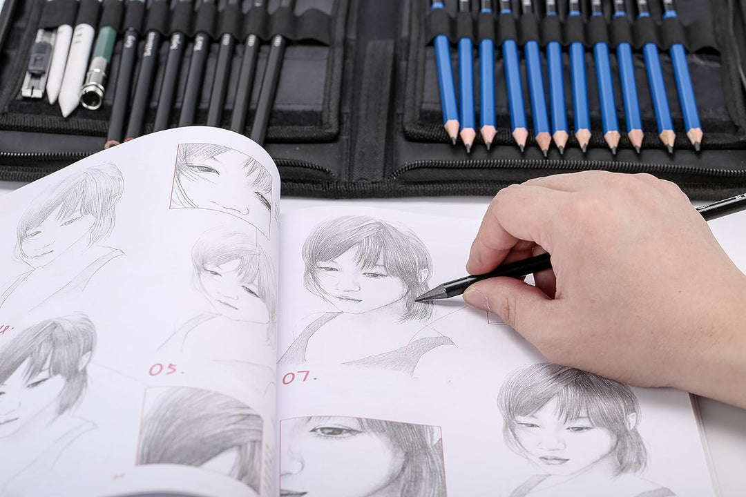 H & B 40 Stück Bleistifte Skizzierstifte Set Skizzieren und Zeichnen Professionelle Art Set mit Grap