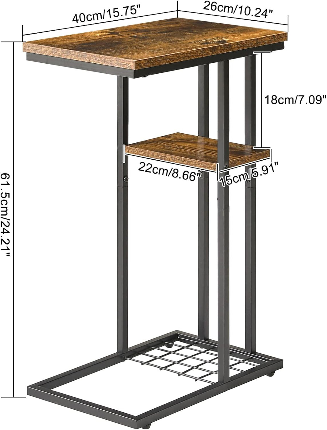 YMYNY Beistelltisch C-Form, Kaffeetisch mit Lagerregal, Drahtgeflecht, Eleganter Sofatisch, für Kaff