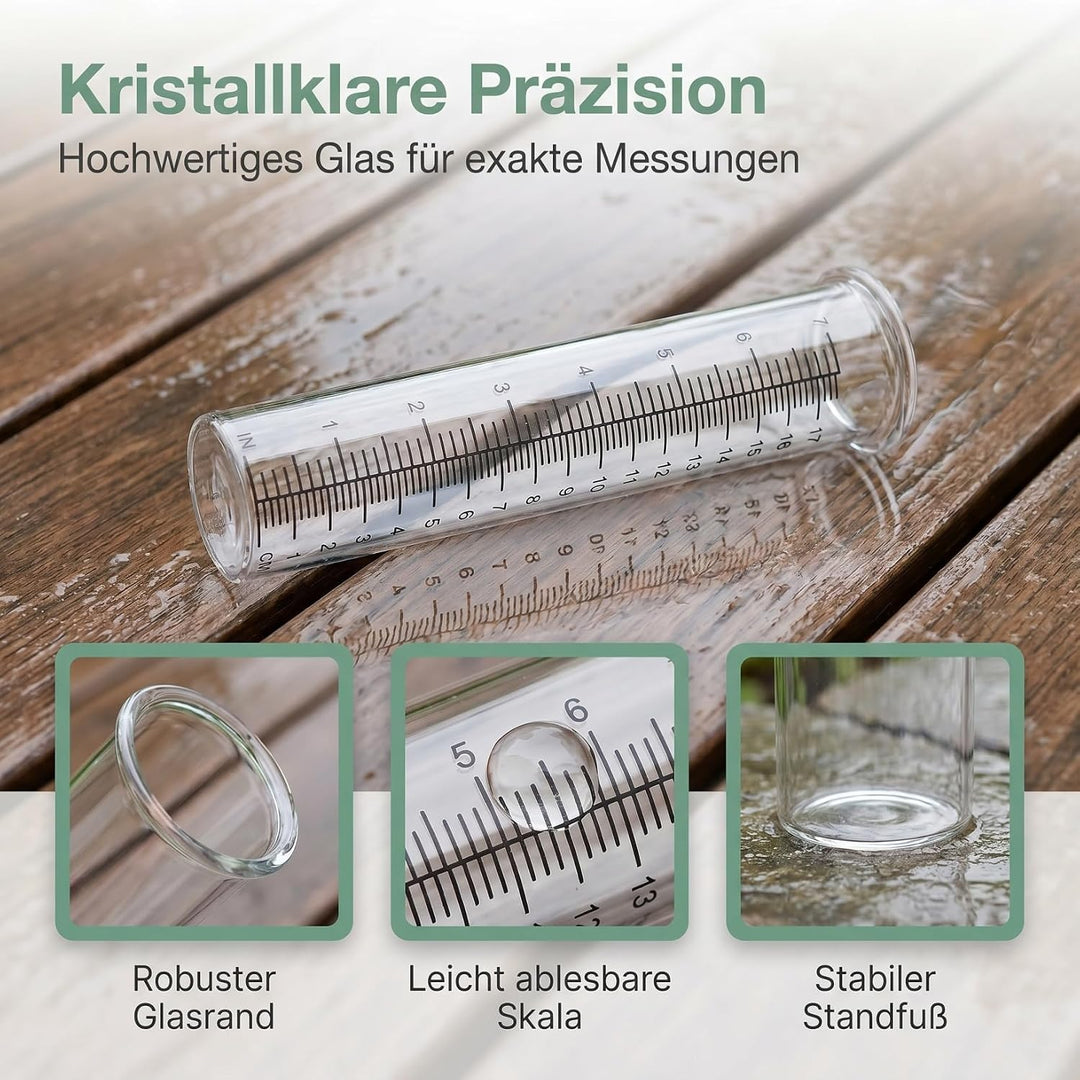 SHINEOFI Regenmessglas Ersatz 2 Stück Glaszylinder mit Skala für Garten und Wetterbeobachtung Ersatz