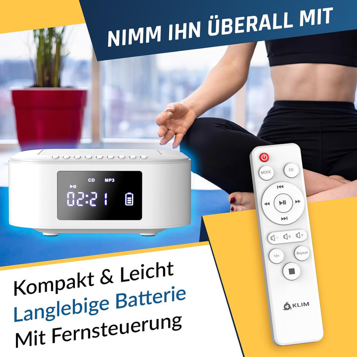KLIM Boombox E1 Radio mit CD Player - BASS Boost mit Tieftöner - FM, MP3, Bluetooth, AUX, USB, Kompa