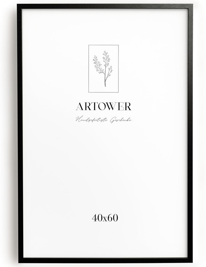 Bilderrahmen für 40 x 60 cm Schwarz Holz Dünner Rahmen | Posterrahmen Gross Collage | Picture Frame