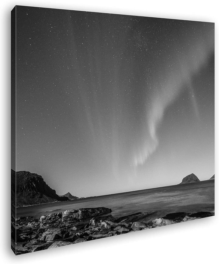 deyoli Polarlichter in Norwegen Format: 70x70 Effekt: Schwarz&Weiss als Leinwandbild, Motiv fertig g