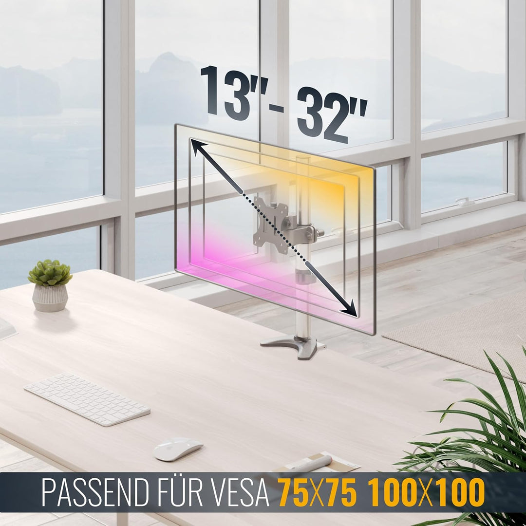 RICOO Monitor Halterung Tisch, VESA Tischhalterung für 13-30 Zoll, Monitorhalterung 1 Monitor Arm TS
