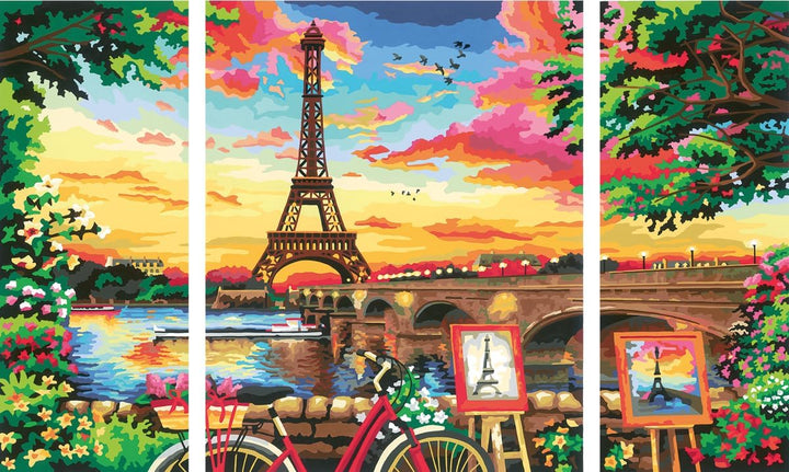 Ravensburger CreArt 20134 - Spiegelbild von Paris - Triptychon Malen nach Zahlen Erwachsene, DIY Mal