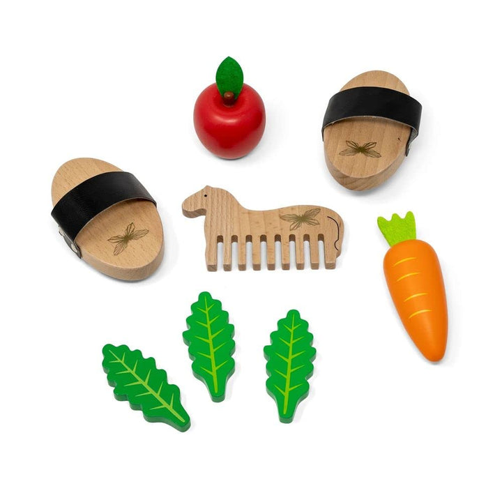 holzspielzeug Pferdepflege-Set 10 cm braun