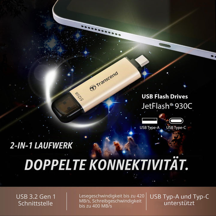 Transcend 256GB JetFlash 930C USB 3.2 Gen 1 Flash Drive TS256GJF930C, Rose Gold, 256GB