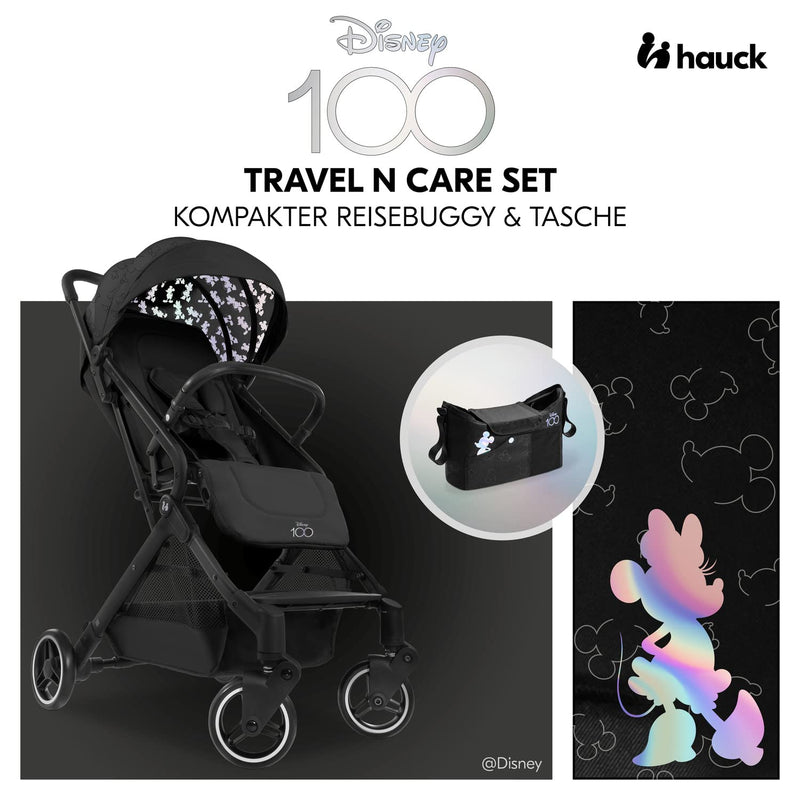 hauck Buggy Travel N Care Set 100 Jahre Disney Design mit Kinderwagenorganizer, Einhändig Klein Klap