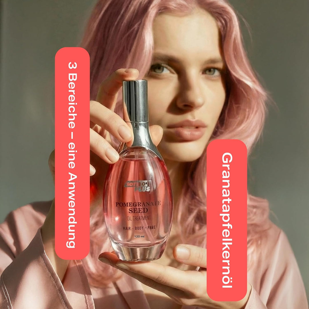 Softto+Plus Granatapfelöl – Haaröl, Gesichtsöl &amp; Körperöl, Anti-Aging &amp; Glow Effekt, mit Granatapfel