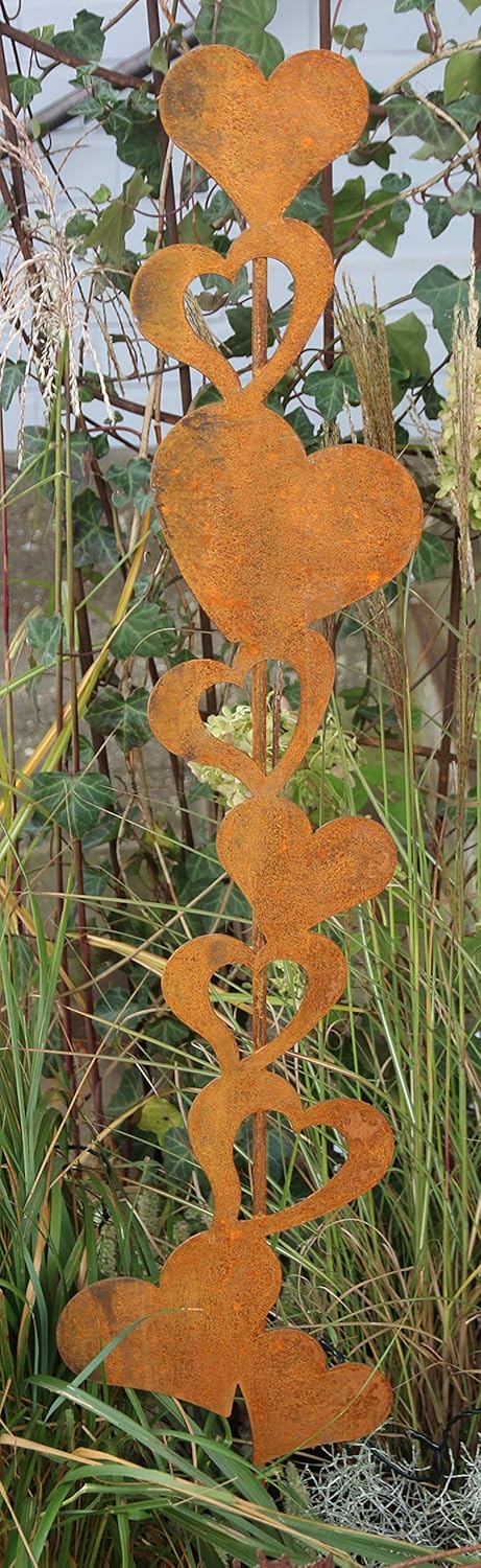 Bornhöft Gartenstecker Herzen Metall Rost Gartendeko Edelrost rostige Beetstecker Topfstecker (Herz