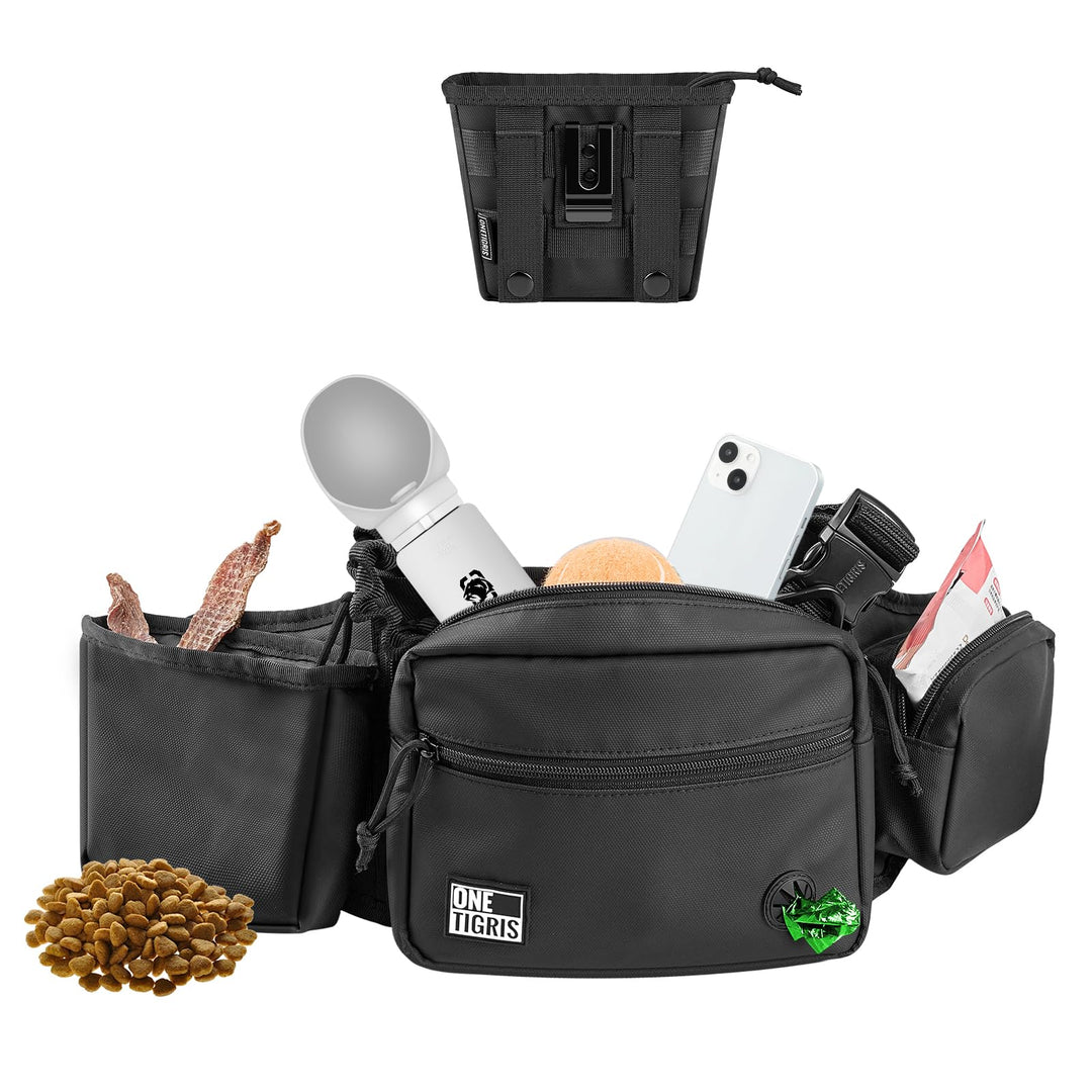 OneTigris Leckerlitasche für Hunde, Grosse Bauchtasche Hundetraining, Gassi Tasche Hund mit Magnetve