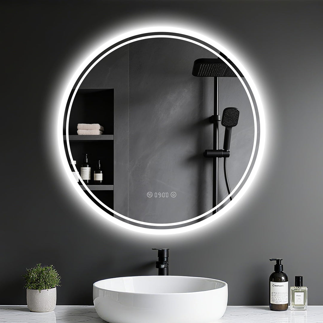 Badspiegel mit Beleuchtung - Badezimmer-Spiegel-LED mit Beschlagfrei, Touch-Schalter, Dimmbar, 3 Lic