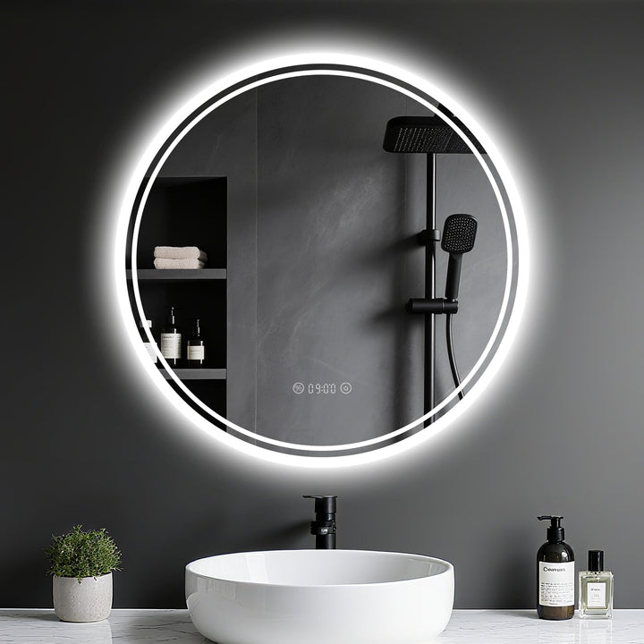 Badspiegel mit Beleuchtung - Badezimmer-Spiegel-LED mit Beschlagfrei, Touch-Schalter, Dimmbar, 3 Lic