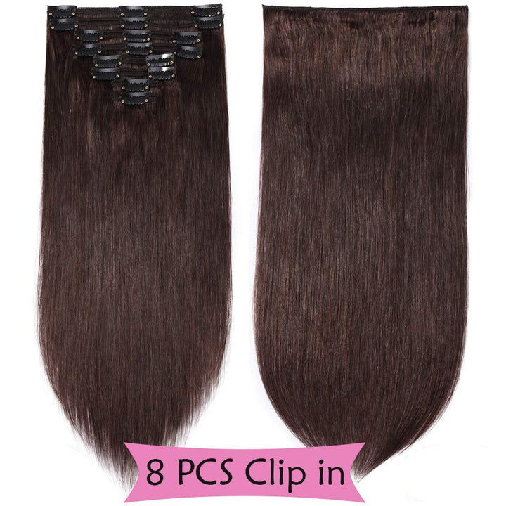 SEGO Haarverlängerung mit Clip 8 Streifen – echtes menschliches Haar – Clip aus Naturhaar mit doppel