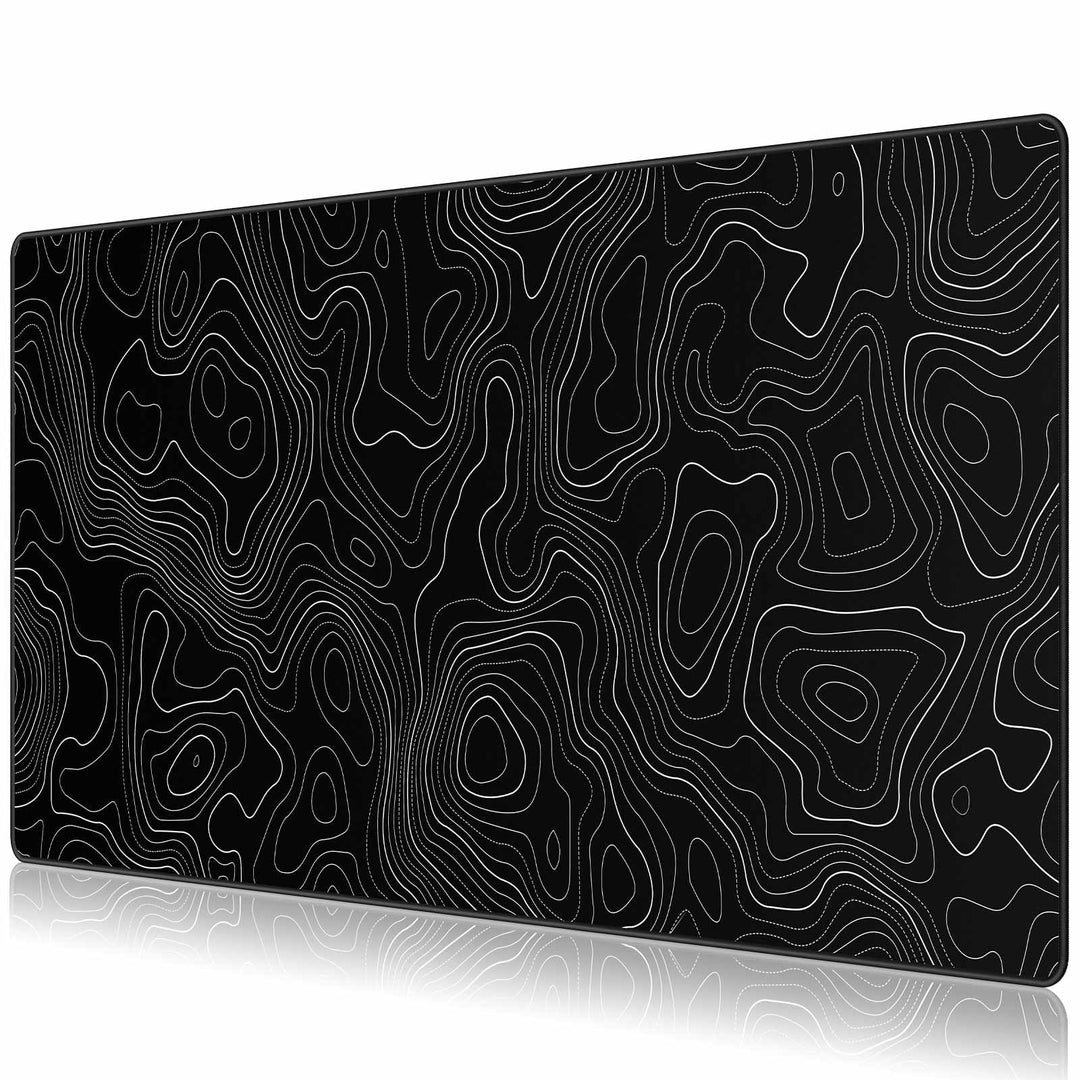 JIALONG Schwarz Topographisches XXL Gaming Mauspad 90x40cm - Premium Schreibtischunterlage mit Landk