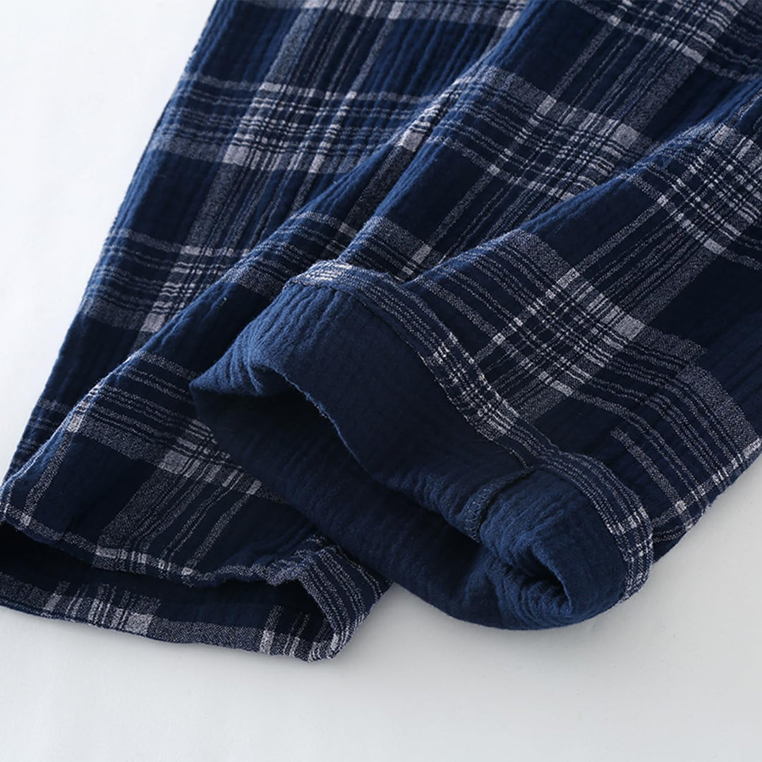 2er Pack Herren Schlafanzughose Baumwolle Pyjamahose Herren Lang Pyjamahose Karierte Nachtwäsche M 0