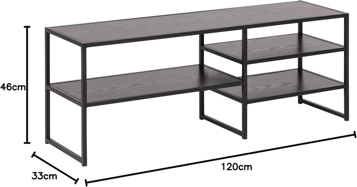 AC Design Furniture Jörn Asymmetrisches TV-Tisch mit 3 Ablagen, H: 46 x B: 120 x T: 33 cm, Schwarz E