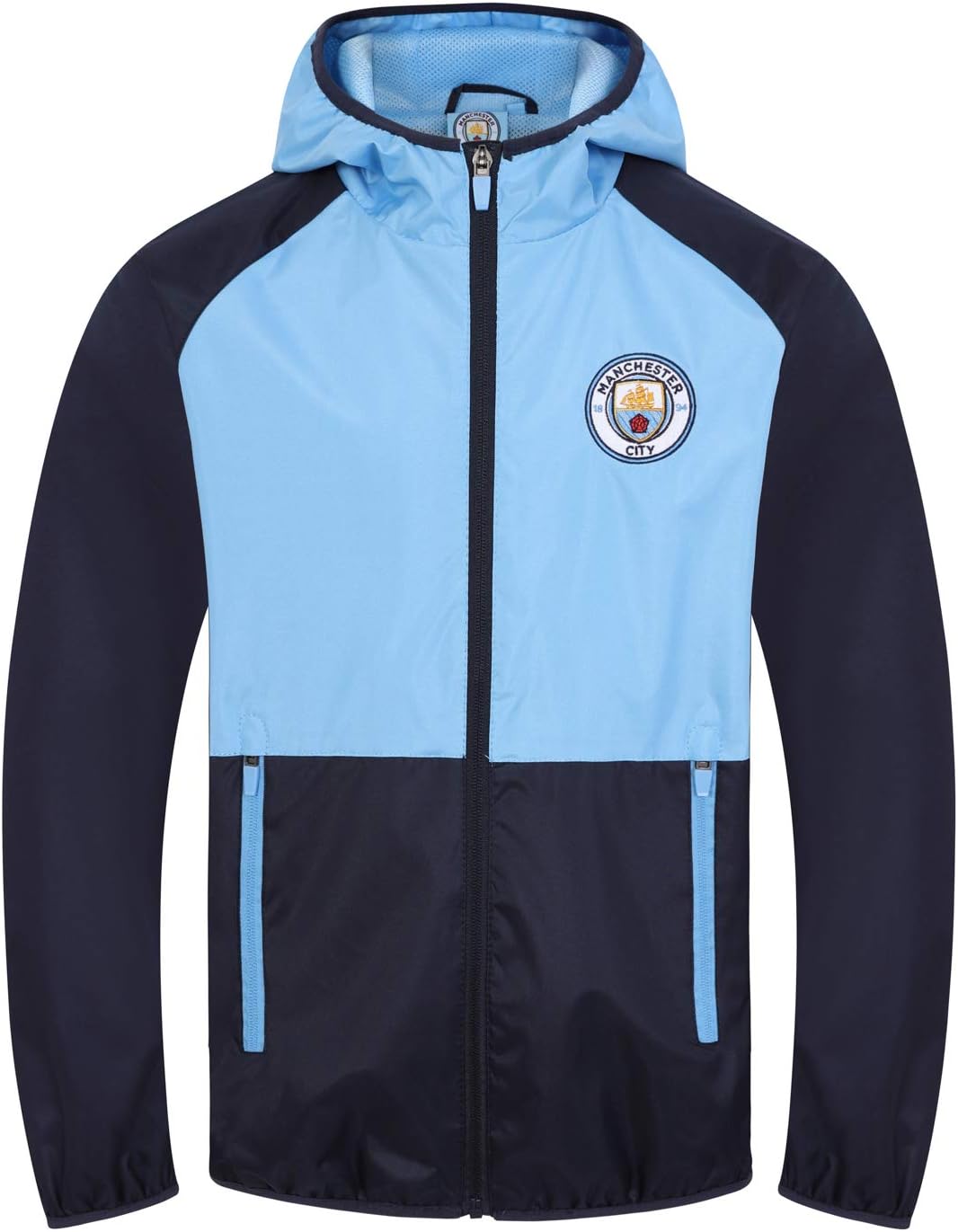 Manchester City FC - Jungen Wind- und Regenjacke - Offizielles Merchandise 4-5 Jahre Dunkelblau & He