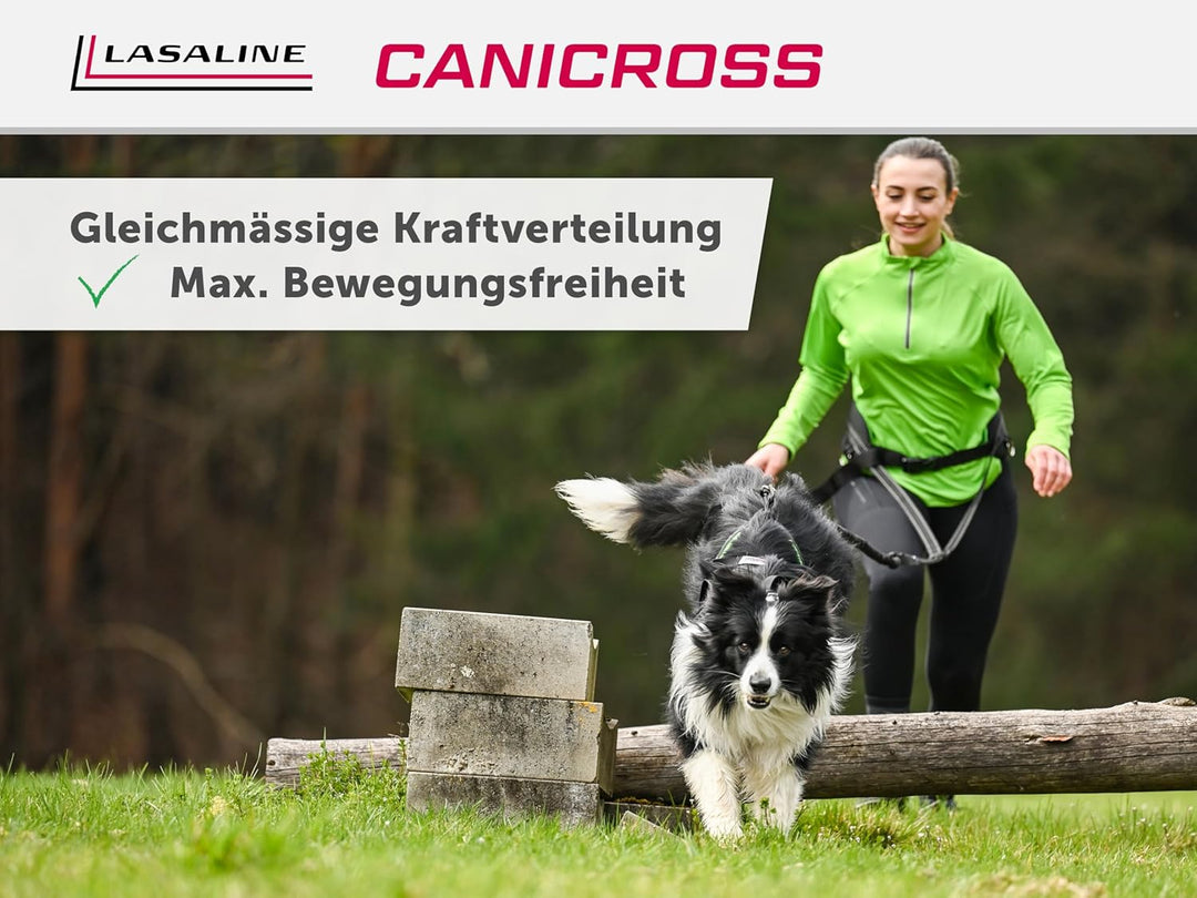 LASALINE Hunde Zuggeschirr X Back für Canicross Hundesport Dogscooter Bikejöring Schlitten in Schwar