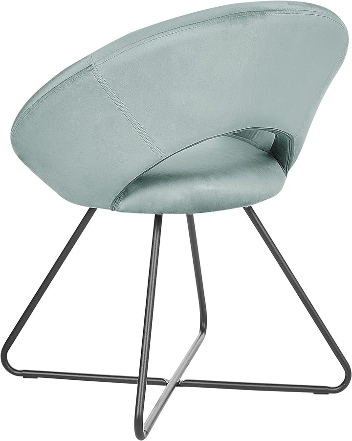 Sessel rund Samt grün mit schwarzem Metallgestell Kufen Glamourös Retro Rachel