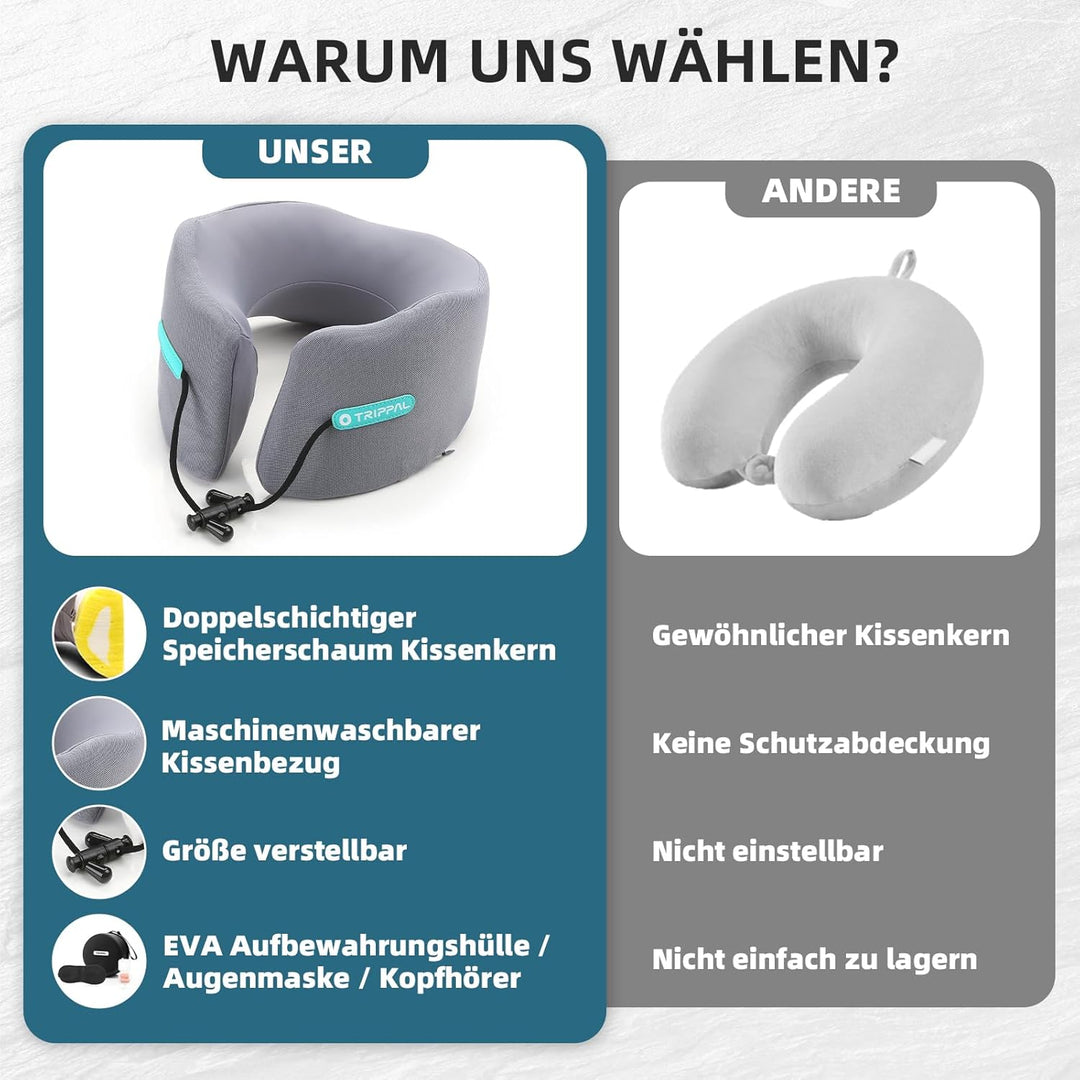 Nackenkissen Flugzeug Reisekissen Memory Foam Erwachsene Nackenhörnchen Reise Verstellbares Auto-Kop