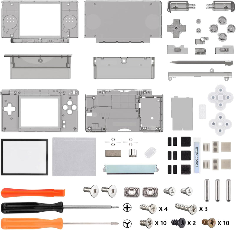 eXtremeRate Ersatz Gehäuse Case für Nintendo DS Lite NDSL, Voll Hülle&Knöpfen&Screen Protector Shell