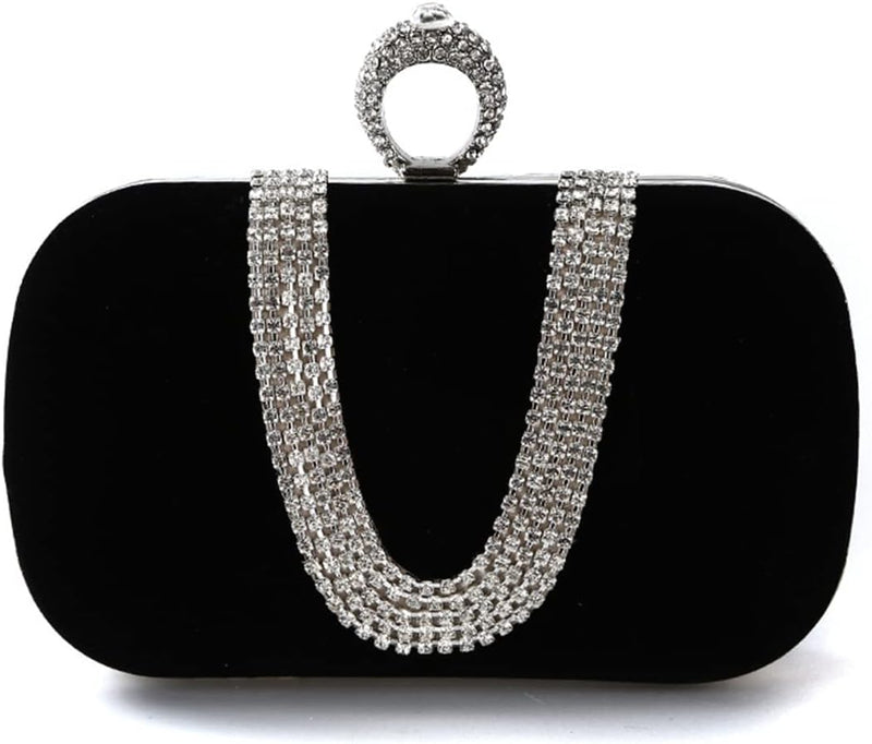 CORIOS Damen Abendtasche Samt Clutch Tasche Glitter Strass Handtasche Glänzend Schultertasche Kette