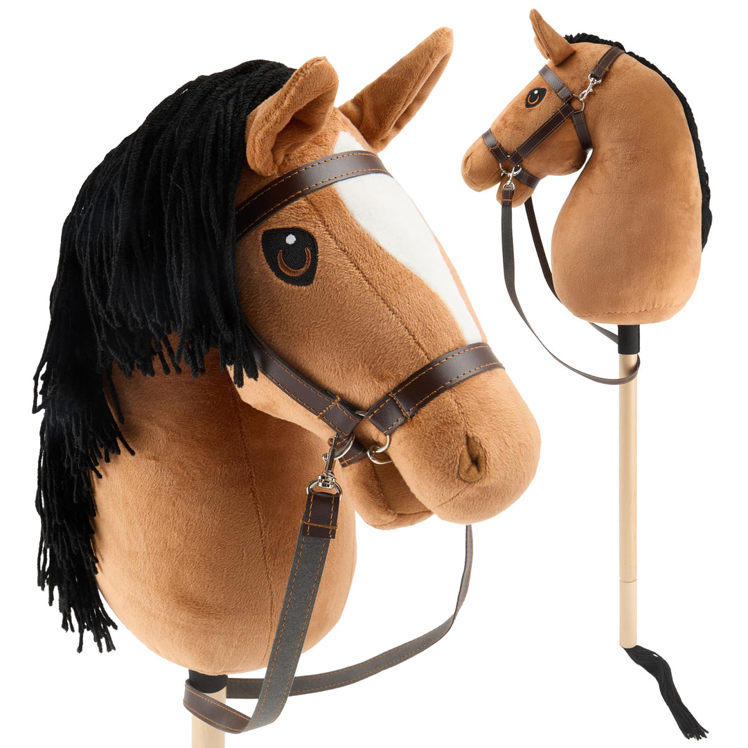 Bieco Hobby Horse Steckenpferd Fuchs - Grösse M, mit Trense | Abnehmbarer Stock & Schweif, für Sprin