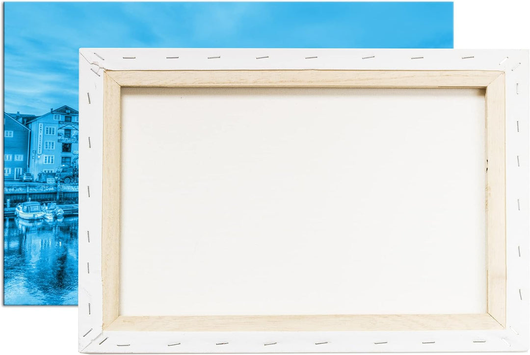 deyoli Trondheim in Norwegen Format: 60x40 Effekt: Monocrome Blau als Leinwand, Motiv fertig gerahmt