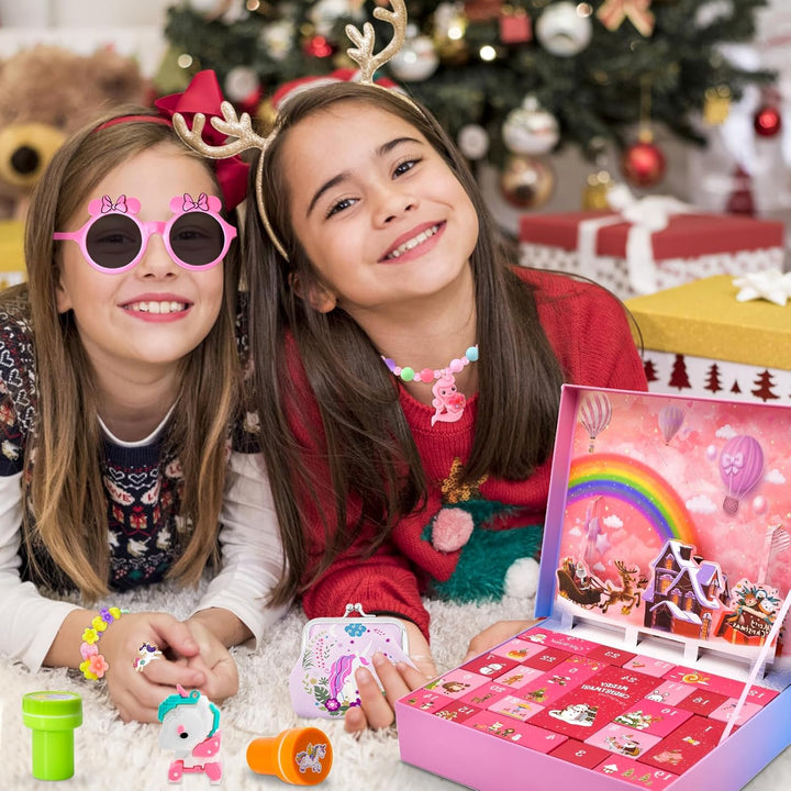 Adventskalender 2023 Kinder, 24 Days Weihnachts Countdown Kalender Prinzessinnen Haar Accessoires fü