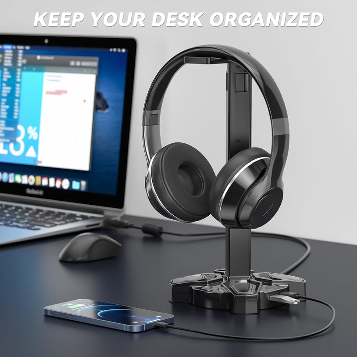 KDD Gaming Headset Halterung & Controller Halter mit 9 Lichtmodi, Universal Kopfhörer Halter mit USB