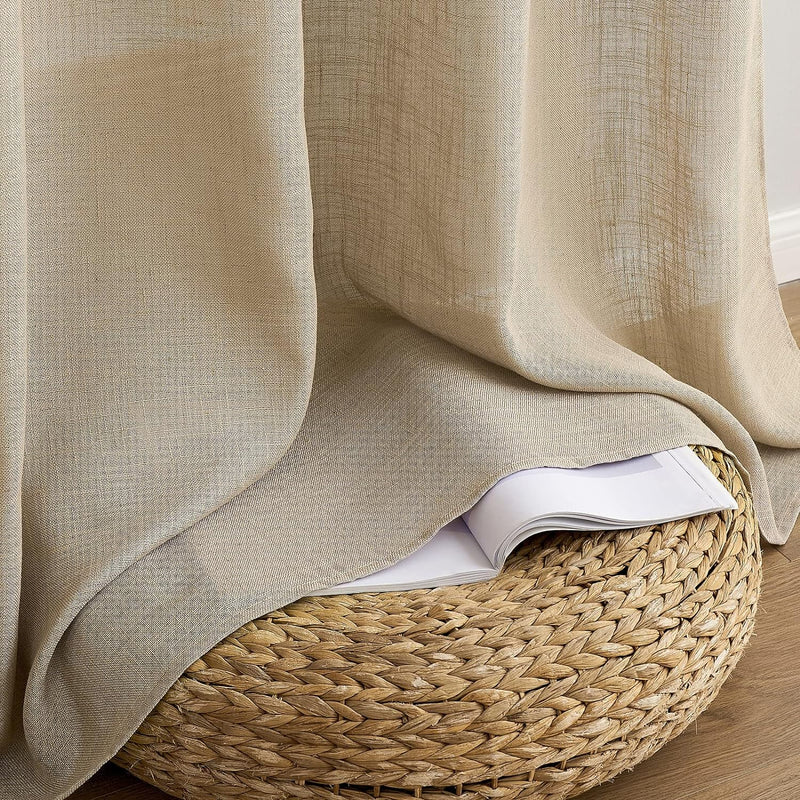 MIULEE Gardinen Vorhänge mit ösen Voile Vorhang Modern Leinenoptik Halbtransparent für Wohnzimmer Kü