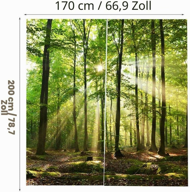 Natur Landschaft Wald Sonnenlicht Drucken Fenstervorhang, Schlafzimmer Vorhang, Mode Duschvorhang Ra