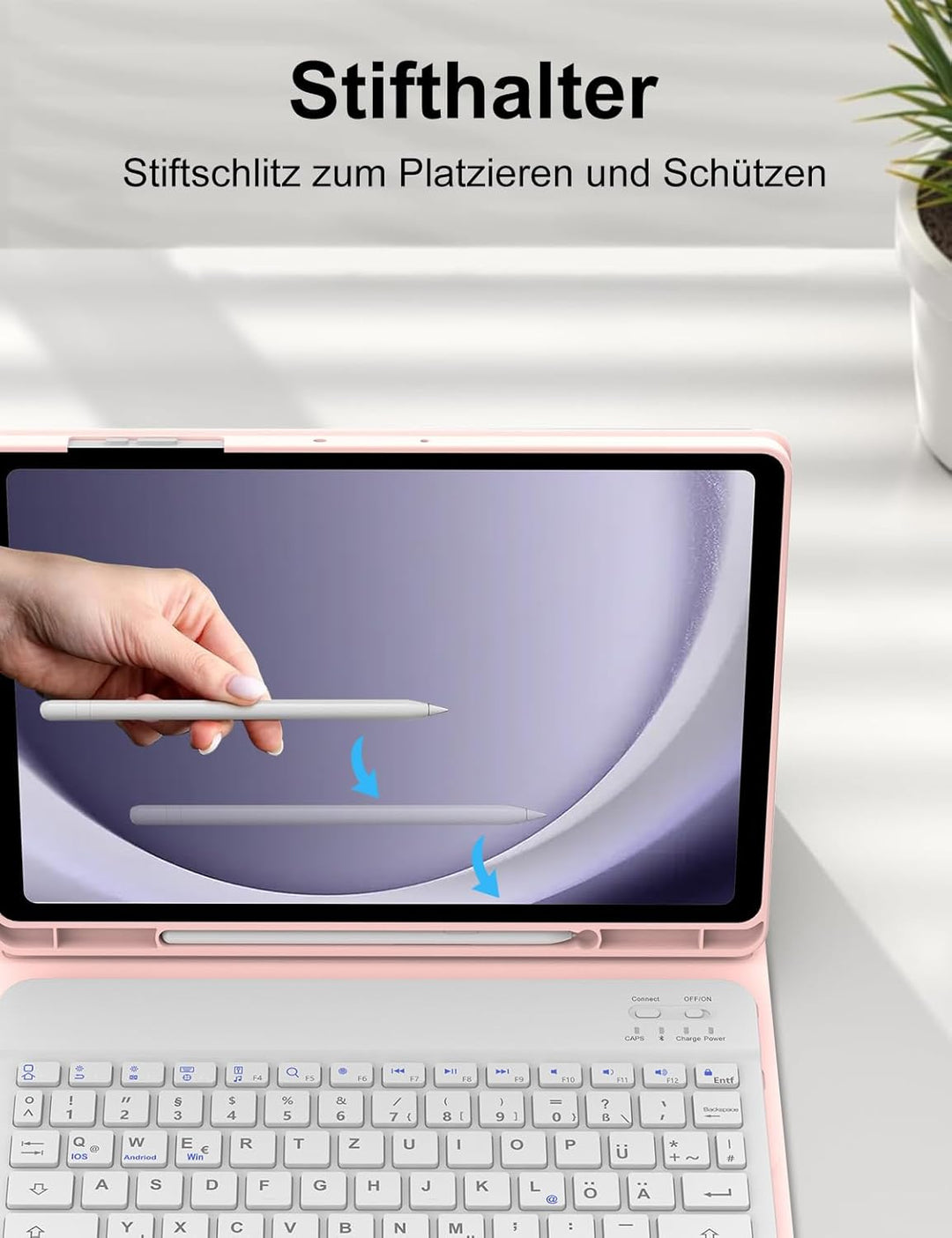 Hülle mit Tastatur für Samsung Galaxy Tab A9 Plus 11 Zoll 2023, QWERTZ Deutsche, Magnetisch Abnehmba