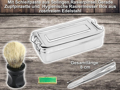 Solingen Streichriemen im Rasiermesser-Set 7 Teilig mit Solinger Paste und InstrumenteNRW Holzgriff